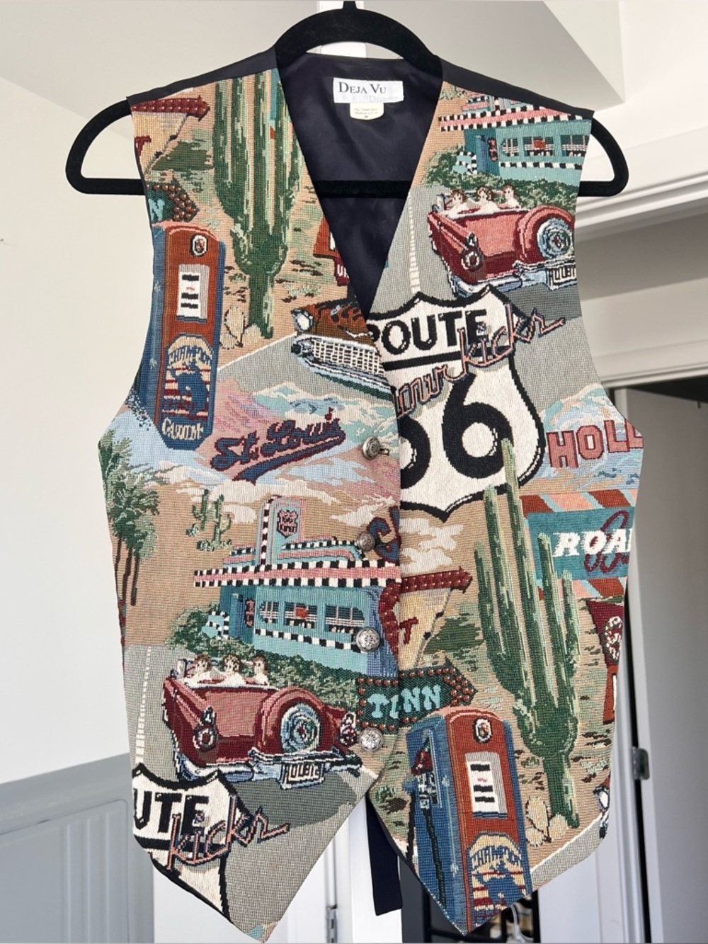 Vintage Route 66 RoadTrip Unisex Vest- Travel- Size M- Made in the USA